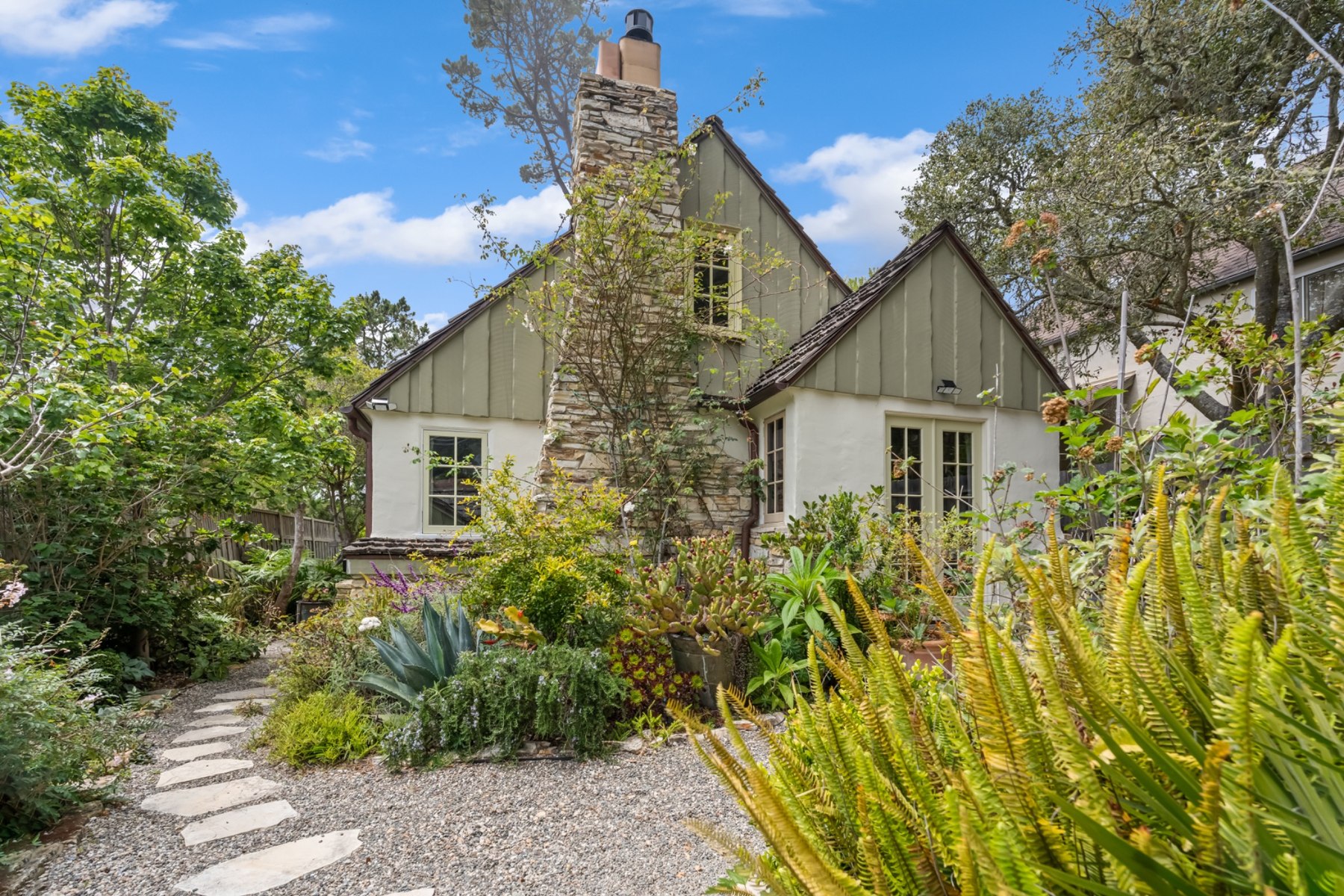Twin Briar Cottage framed by its private Carmel garden
